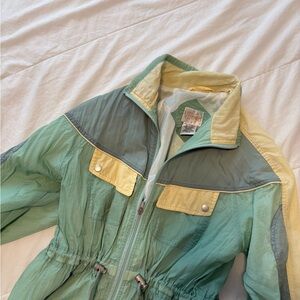 Vintage  Mint & Yellow Women's Windbreaker Jacket